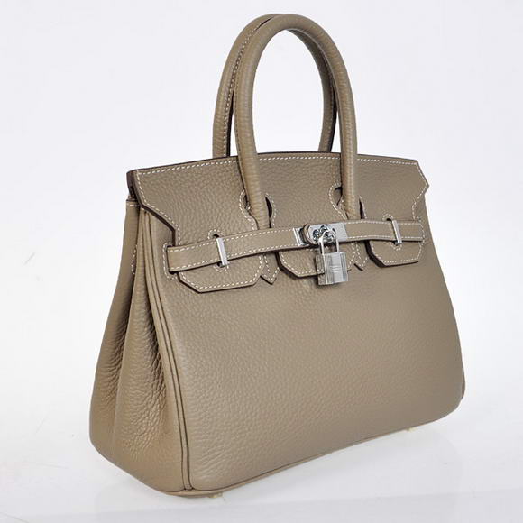 Super A Replica Hermes Birkin 25CM Tote Bags Togo Leather Dark Grey Silver 60799